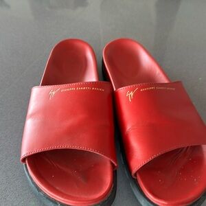 Zanotti red sandals size 44 (11) in leather